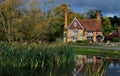 English country house with pond