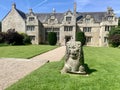 English country house Trerice in Cornwall is guarded by stone lion