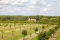English country manor house orchard landscape. Royalty Free Stock Photo