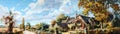 English country village in a rural landscape setting Royalty Free Stock Photo