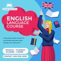 Online English Language Course Webinar Poster Design