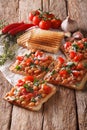 English cuisine: toast with white beans, tomatoes, cheese and ga