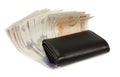 English currency and wallet Royalty Free Stock Photo