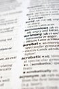 English Definition Dictionary Of Printed Word - Acrobat Close Up Royalty Free Stock Photo