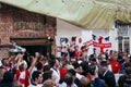 English fans chanting on the street in Moscow