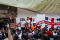 English fans chanting on the street in Moscow