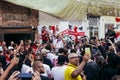 English fans chanting on the street in Moscow