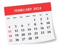 ENGLISH February 2024 calendar. Vector illustration