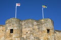 English Flag and Lincolnshire Flag at Lincoln Castle Royalty Free Stock Photo