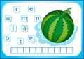 School education. English flashcard for learning English. We write the names of vegetables and fruits. Words is a puzzle game for