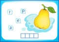 School education. English flashcard for learning English. We write the names of vegetables and fruits. Words is a puzzle game for