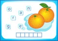 School education. English flashcard for learning English. We write the names of vegetables and fruits. Words is a puzzle game for