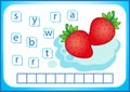 School education. English flashcard for learning English. We write the names of vegetables and fruits. Words is a puzzle game for