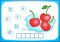 School education. English flashcard for learning English. We write the names of vegetables and fruits. Words is a puzzle game for