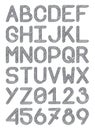 English font typeface capital letters and numbers pencil lines gray