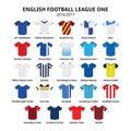 English Football League One jerseys 2016 - 2017 icons set