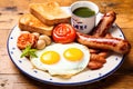 english full breakfast on a ceramic plate