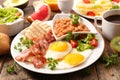 English full breakfast with fried egg