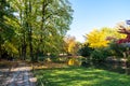 English Garden during colorful autumn in Munich, Germany. Royalty Free Stock Photo