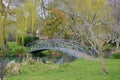 English garden with ornamental Japanese Bridge Royalty Free Stock Photo