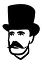 English Gentleman Moustache & Top Hat Logo Illustration