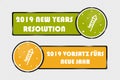 English And German New Years Resolution 2019 Buttons - Square And Circle Vector Illustration - Isolated On Transparent Background