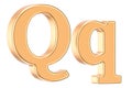 English golden letter Q with serifs, 3D rendering