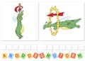 English grammar with green dragon crossword Royalty Free Stock Photo