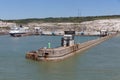 English harbor of Dover with jetty and ferry Royalty Free Stock Photo