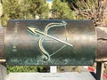 English and Hebrew sagittarius metal astrological sign on Wishing Bridge in Old City of Yaffa Israel