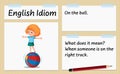 English idiom on the ball template