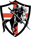 English Knight Riding Horse England Flag Retro