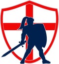 English Knight Silhouette England Flag Retro