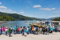 The English Lake District in summer with tourists students and visitors Windermere Cumbria England UK Royalty Free Stock Photo