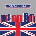 English Landmark StoneHenge with United Kingdom Flag