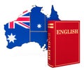 English language book with map of Australia, 3D rendering Royalty Free Stock Photo