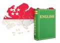 English language book with map of Singapore, 3D rendering Royalty Free Stock Photo