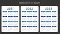 ENGLISH language calendar years 2021-2022-2023 dates