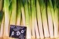 English leeks for sale in market