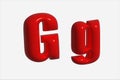 English letter G in the form of a glossy red ball, pattern, element. Royalty Free Stock Photo