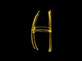 English Letter H made from burning sparkles on black background. Royalty Free Stock Photo