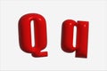 English letter Q in the form of a glossy red ball, pattern, element. Royalty Free Stock Photo