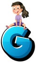 English Letters G Alphabet Font with Cartoon Boy and Girl Characters Royalty Free Stock Photo