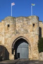 English and Lincolnshire Flags Flying at Lincoln Castle Royalty Free Stock Photo