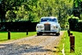 English luxury car arrives in the driveway of the property Royalty Free Stock Photo