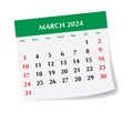 ENGLISH March 2024 calendar. Vector illustration. Monthly planning for business events