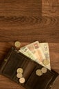 English Money in Brown Leather Wallet Royalty Free Stock Photo