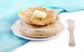 English Muffin and Butter with Knife Royalty Free Stock Photo