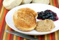 English muffin with peanut butter and jelly Royalty Free Stock Photo