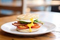 english muffin sandwich with bacon and egg Royalty Free Stock Photo
